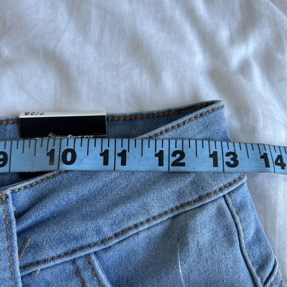 Red Bottoms Skinny Jeans Women 7/28 Blue Denim Button Fly Booty Lift Y2K Stretch - Picture 4 of 7